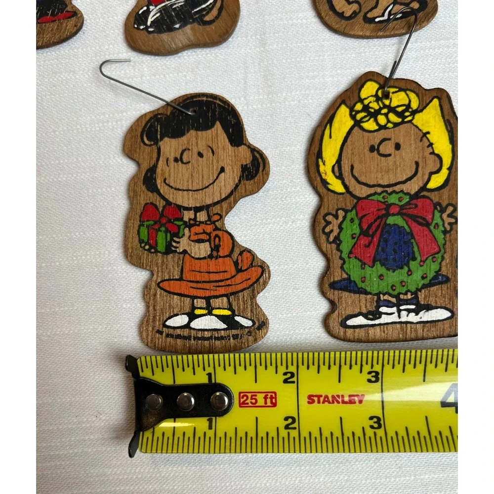 Vintage 1966 Peanuts Snoopy WoodPaint by # Christmas Ornaments 19 Double Sided